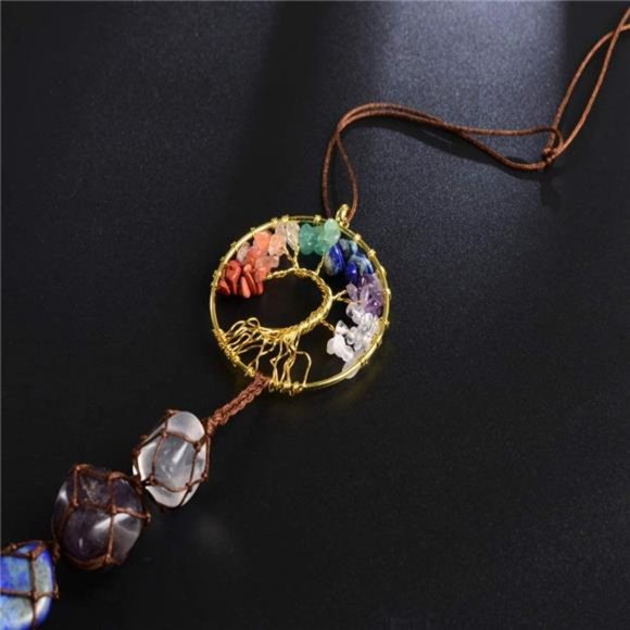 7Chakra Stone Healing Crystal Tree of Life Wall Hanging Home Interior Decoration - Picture 3 of 7